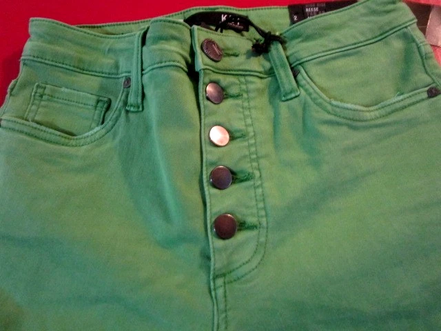 Kut from the Kloth Reese High Rise Ankle Straight Leg Jeans 2 Green Raw Hem - Image 4 of 4