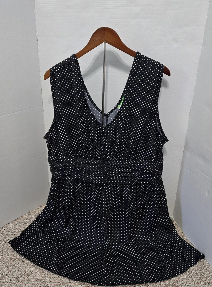 Vestido Tessuto Negro Lunares Sin Mangas Sixe 3X 22W-24W De Colección Foto 2 de 4