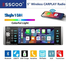 ESSGOO 1 DIN  Car Stereo  Wireless Touch Screen Radio Apple/Android CarPlay USB