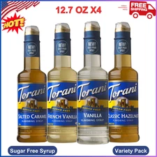 Sugar Free Torani Syrup, Coffeehouse Variety Pack, Vanilla, 12.7 Oz (Pack of 4)