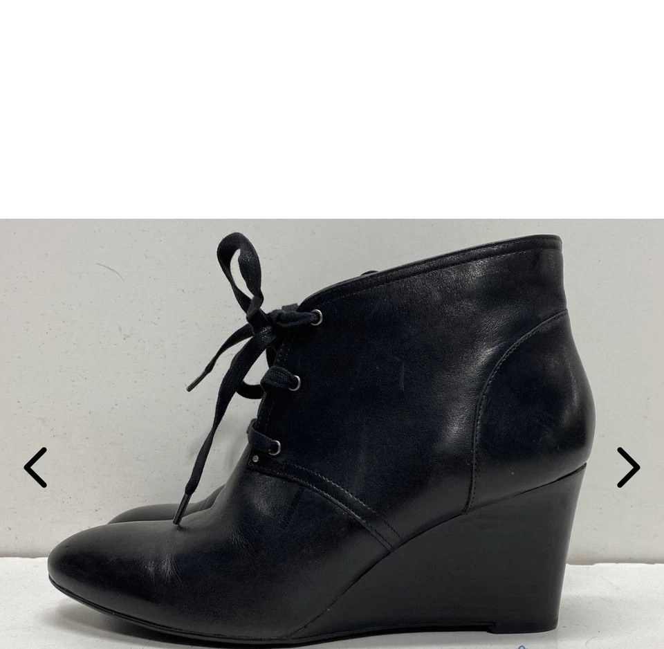 Lauren Ralph Lauren Tamia на танкетке лодыжки ботинок женщин размер 8B черный кожаный ботинок - Изображение 3 из 4