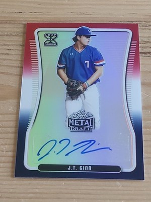 2020 Leaf Metal Draft Red White Blue Auto JT J.T. Ginn #10/10 Athletics