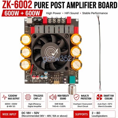 ZK-6002 TPA3255 2-Channel HiFi Stereo Audio Amplifier Board 600W*2