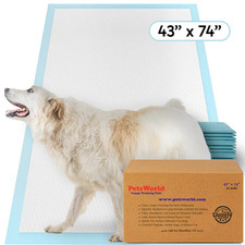 PETSWORLD Premium Extra Large Dog Pee Pads 43" x 74" Jumbo Puppy Training Pads