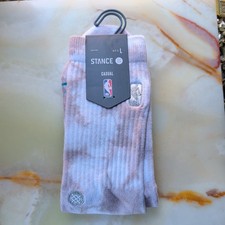 Stance L NBA Logoman Dye Basketball Crew Socks Men's 9-13 Ivory Khaki