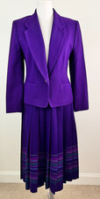 Pendleton Womens Size 8P 2 Pc SUIT Cropped Purple Blazer Skirt Wool Vintage