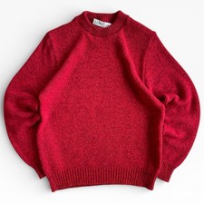 Vintage LL Bean Red Wool Nylon Blend Knit Mockneck Pullover Sweater 1773 Size L
