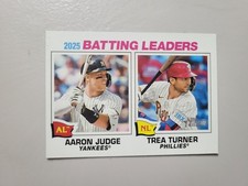 2026 Topps Heritage #1 Batting Leaders Aaron Judge, Trea Turner Yankees Phillies