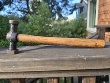 Vintage Auto Body Hammer Hand Tool Double End Head Wood Handle 12
