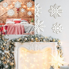 Wooden Large Snowflake Ornaments Sign Christmas Decorations 6 Large, White