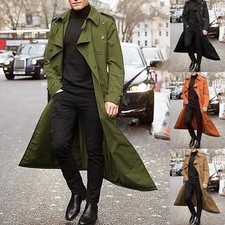 Lässiger Stil Herren Vintage langer Trenchcoat warme Oberbekleidung für alle A