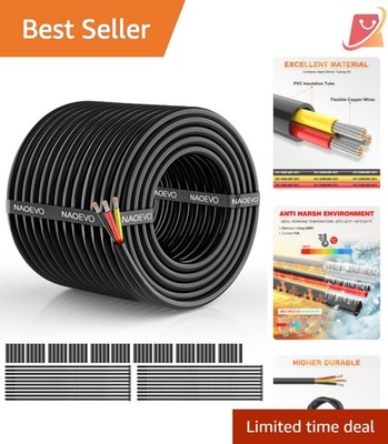18 Gauge Wire 3 Conductor Electrical Cable 100FT Tinned Copper FMVSS Marine
