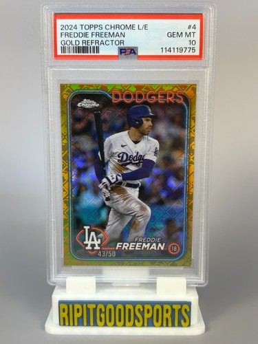 Freddie Freeman 2024 Topps Chrome L/E #4 Gold Refractor /50 PSA 10 Gem MT