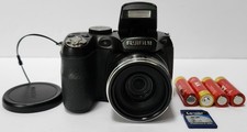Fujifilm FinePix S2950 14MP Digital Camera Black Tested W/ Batteries  SD Card