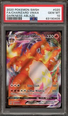 Pokemon Charizard VMAX Darkness Ablaze Full Art #020 PSA 10 Gem