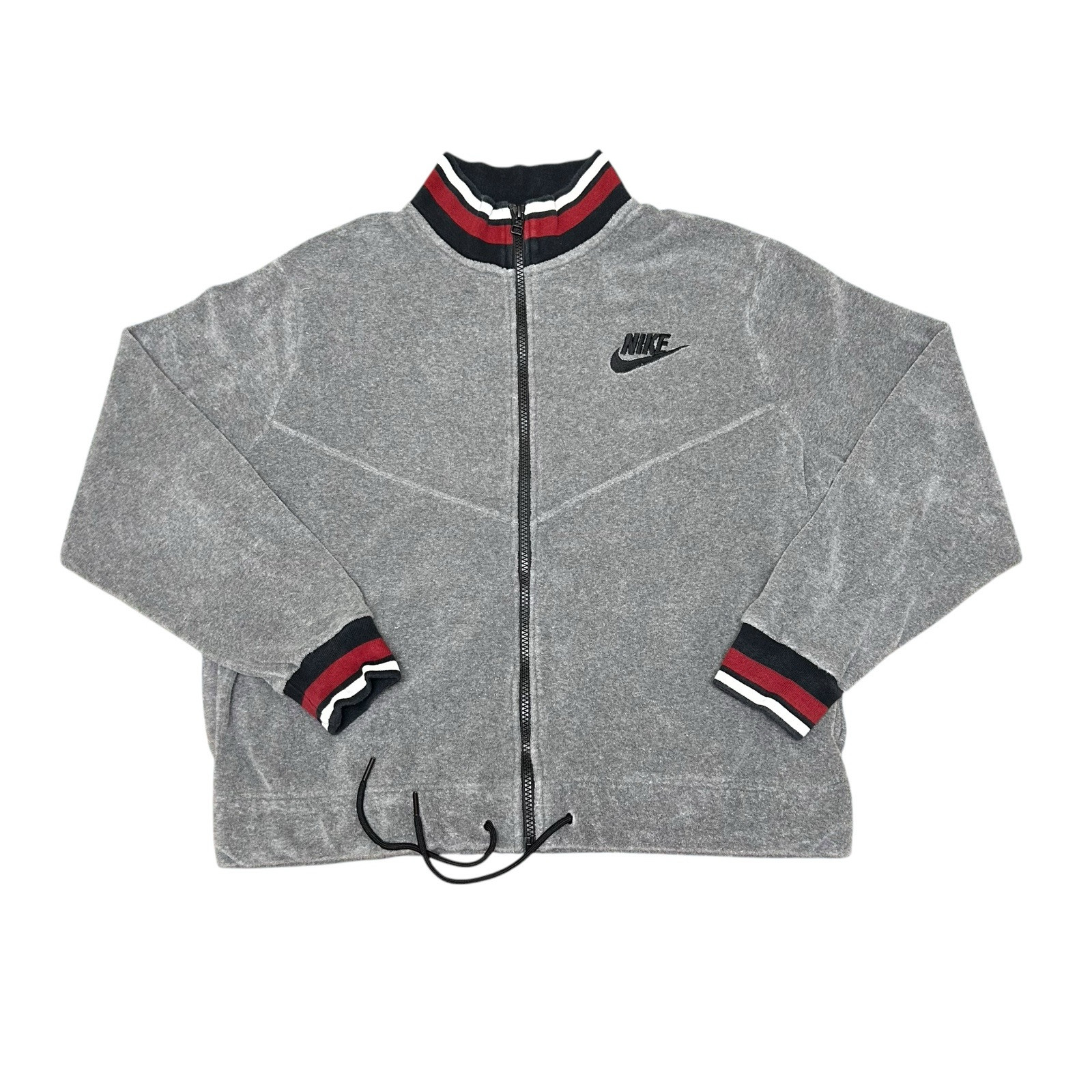 SACAI X NIKE NIKE Pile Terry Track Jacket Donna Grande Crop Baggy Elasticizzato Grigio