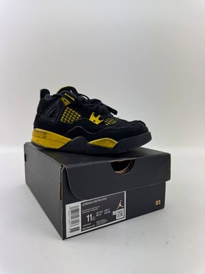 #ad Nike Air Jordan 4 Retro Thunder PS Black Yellow BQ7669 017 Size 11C $49.99