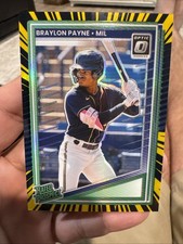 2025 Donruss Baseball Card Rated Prospect Braylon Payne Black and Gold Optic /69
