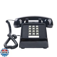 TangYeah Analog Landline Phone with Mechanical Ringer, Corded, Black Desk