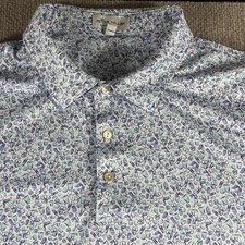 Peter Millar Polo Shirt Mens XL Blue Green Summer Comfort Drink Print Golf