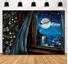 Winter Snow Night Photo Studio vinyl Backdrop Background 7x5ft