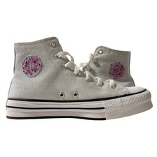 RARE Authentic Converse Women's Silver Glitter CTAS EVA Lift HI: Sz. 8 - A