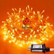 66Ft 200 LED Halloween Lights Outdoor Indoor, Connectable Orange String Lights C