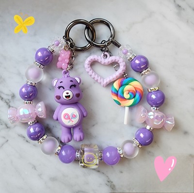 Keychain, Phone Charm, Bag Charm, Purse Charm, Bag Clip- Care Bears- Share Bear