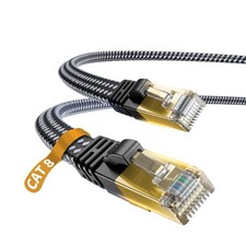 Cat 8 Ethernet Cable, Nylon Braided 50ft CAT8 High Speed Professional Gold Pl...