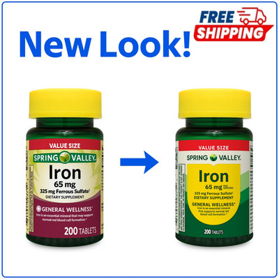 Spring Valley Iron 65 mg Dietary Supplement   200 Tablets   Mineral Support