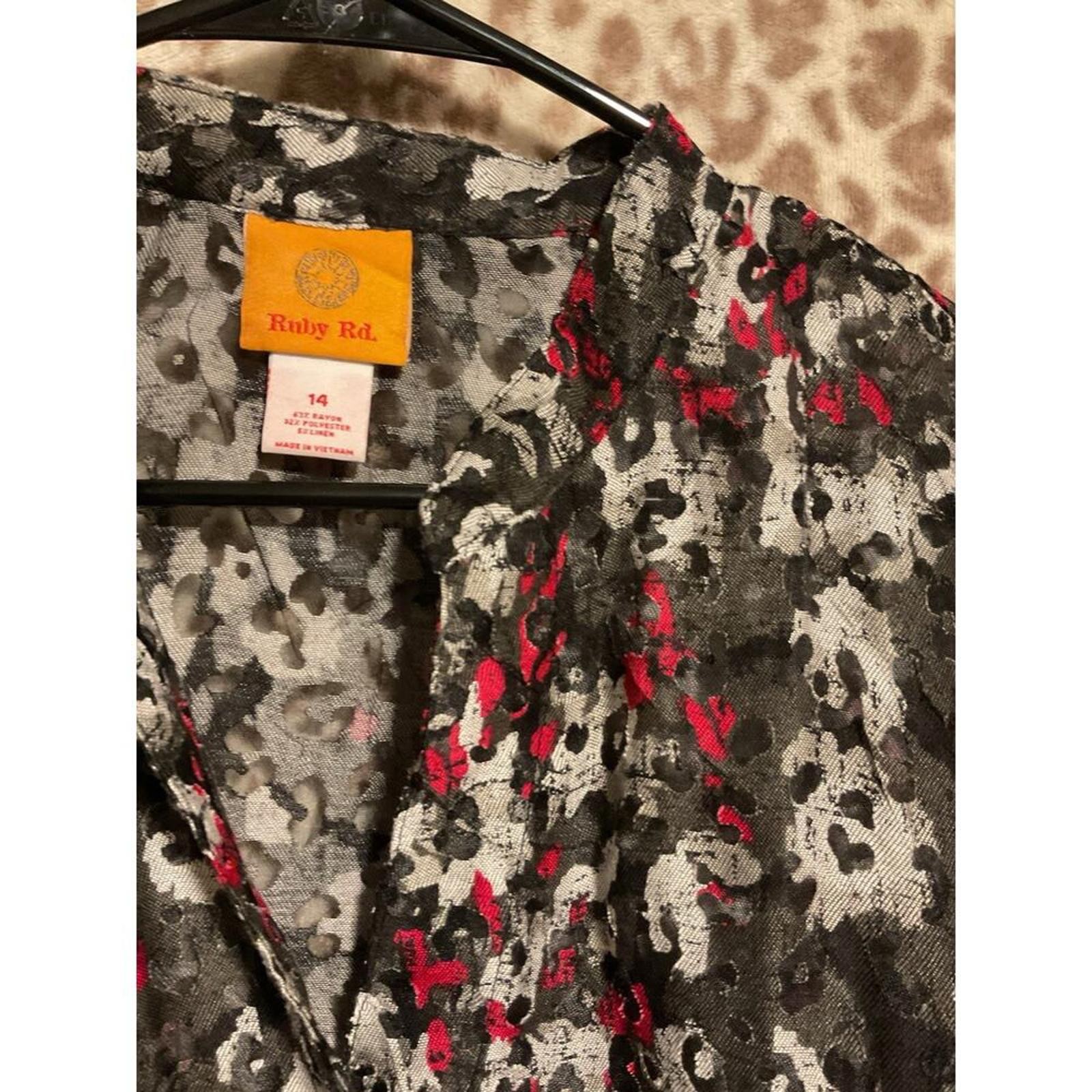 Ruby Road Leopard Print Devore Blouse Button Up S… - image 2