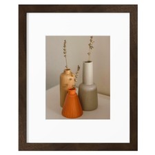 8x10 Walnut Wood Picture Frame with 2 Mats, Display One 5x7 or Five 4x6 Photo...