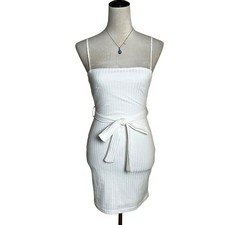 Saints + Secrets White Ribbed Knit Mini Dress Small | Graduation Bachelorette