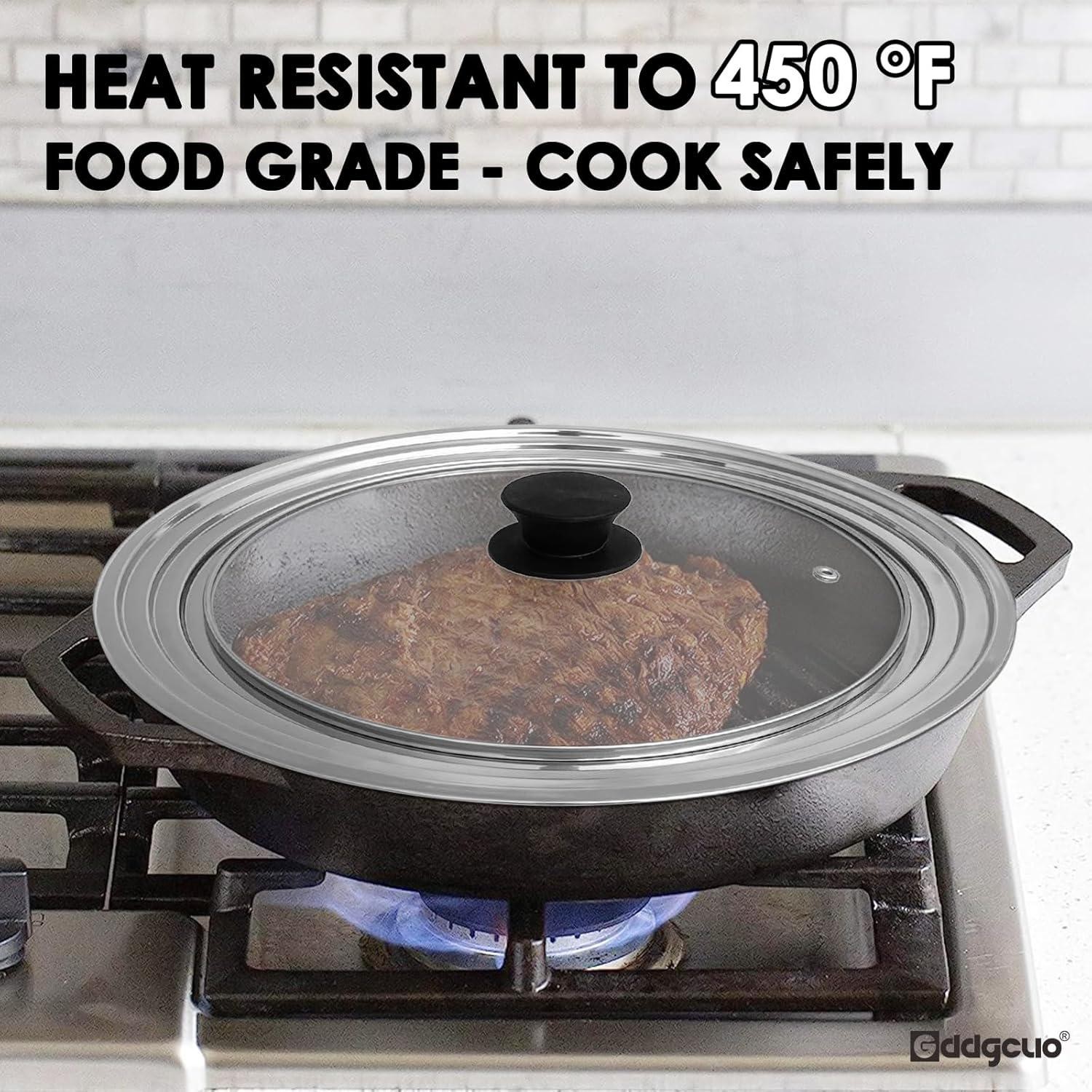 Universal Lid For Pots And Pans, Fits 11 , 12 And 13 Diameter Cookware, Steel