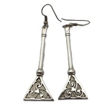 Scalpay Celtic triskele silver drop earrings Hebridean Jewellery 