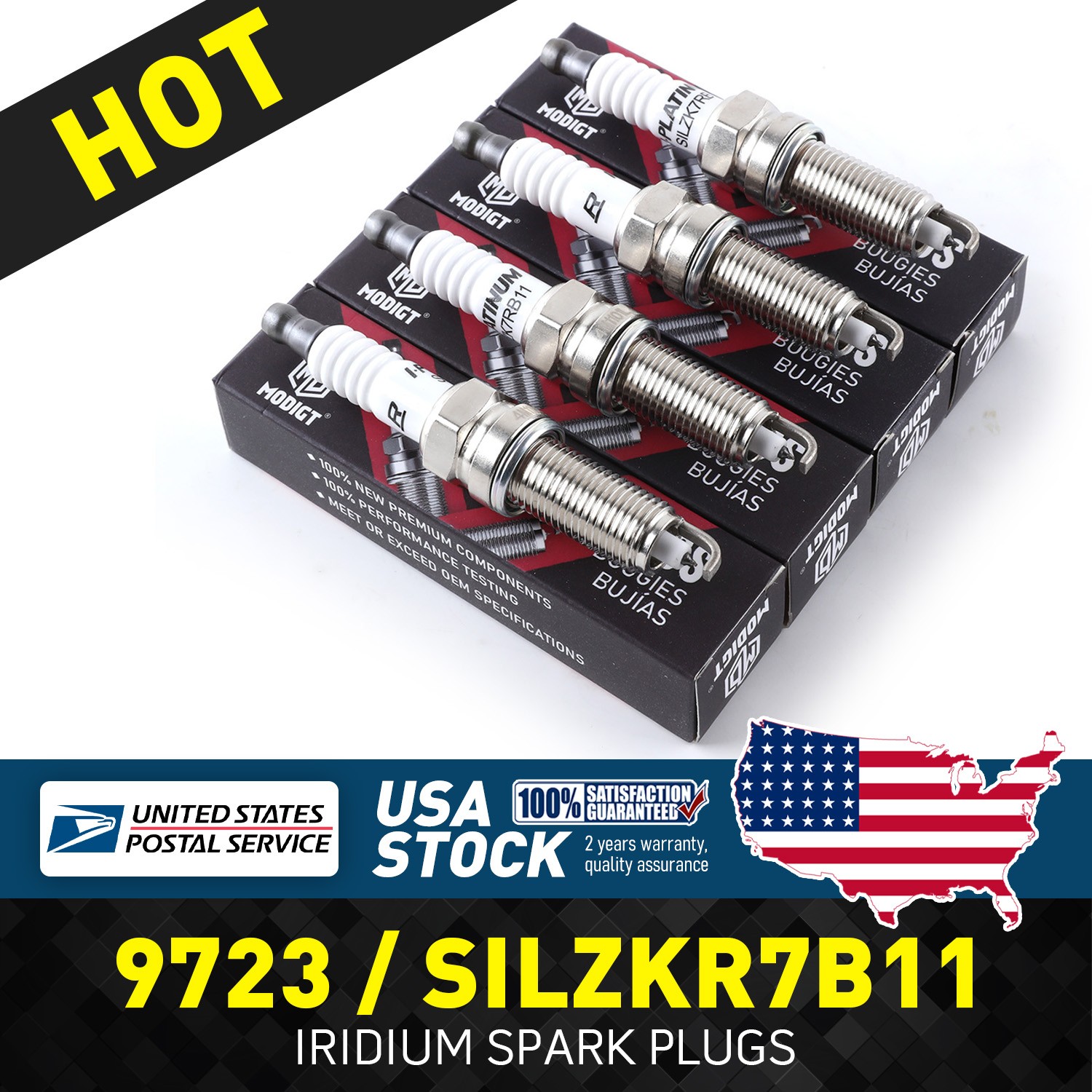Premium 4 Pcs Replacement For NGK 9723 SILZKR7B11 Iridium Spark Plugs New