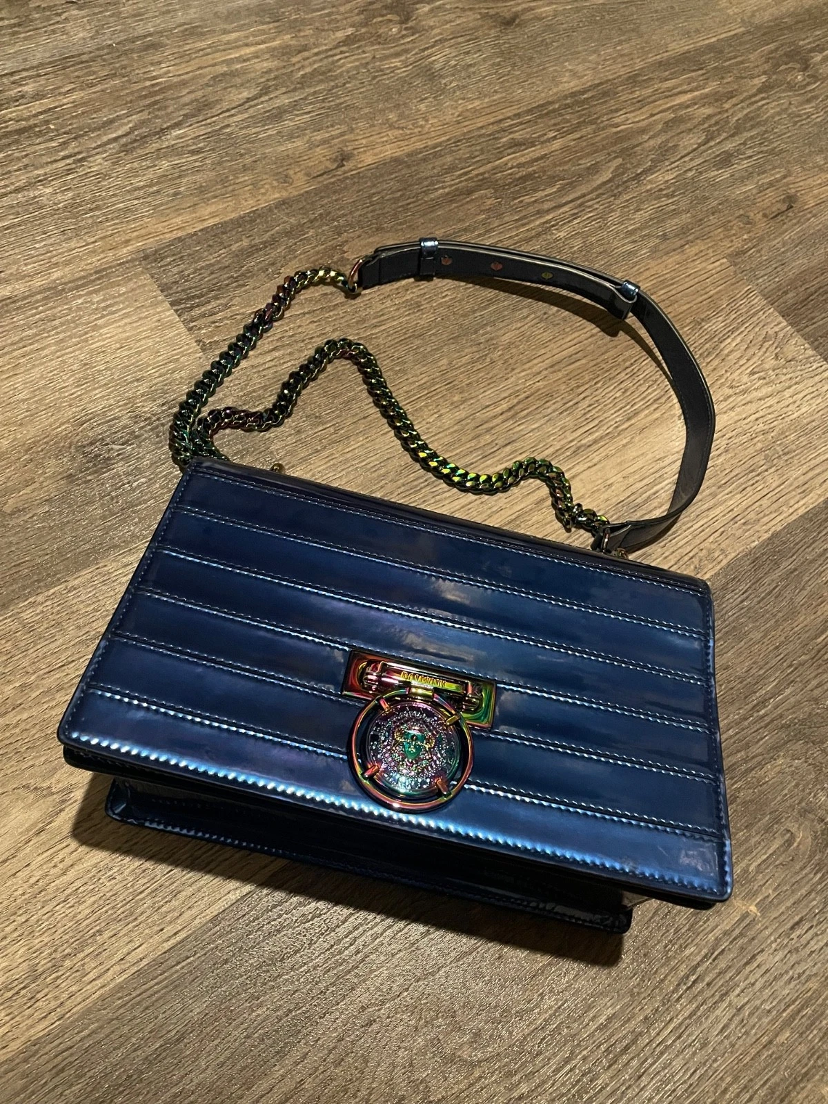 Balmain — Authenticated Balmain Patent Mariniere Flap blue