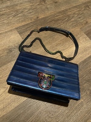 Authenticated Balmain Patent Mariniere Flap blue
