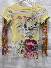 Ed Hardy by Christian Audigler Long Sleeve Shirt size L