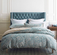 Duvet Cover Full Size, 600 Thread Count Cotton Beige  Bluish Grey