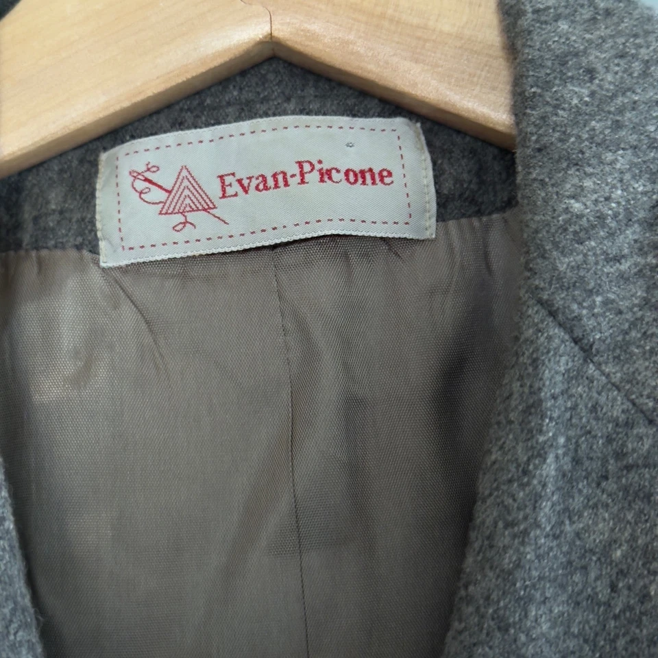 Blazer vintage años 90 Evan Picone gris lana talla 12 academia tranquilo lujo clásico Foto 3 de 4