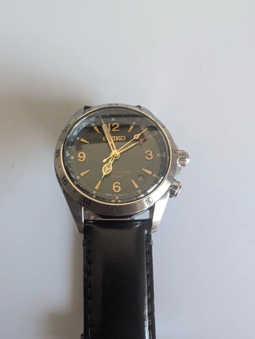 Seiko Prospex Alpinist GMT SBEJ005 Mechanical Leather band Watch No Box Warranty