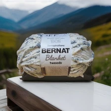 Bernat Blanket Tweed Yarn, Ivory Tweed Color, 10.5 oz, Super Bulky 6 Weight