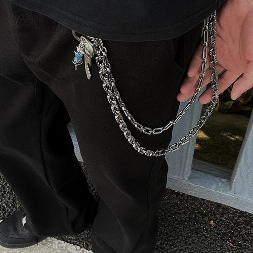 Para Hombres Punk Estrás Billetera Cinturón Cadena Llavero Jeans Cintura Cadena Llavero Nuevo - Imagen 10 de 12
