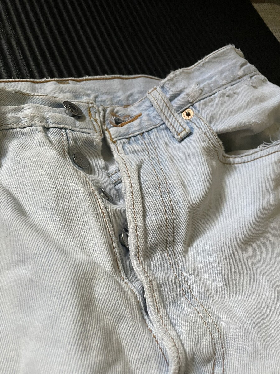 90's Vintage Levis 501 Button Fly Jeans 30 x 30 Light Wash