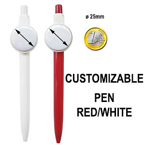 CUSTOM RED WHITE RED ROUND CUSTOM GADGET PEN