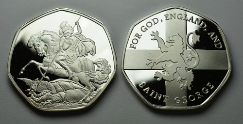San Jorge y el Dragón Plata Conmemorativa en Cápsula. Santo Patrón, Inglaterra - Imagen 4 de 11