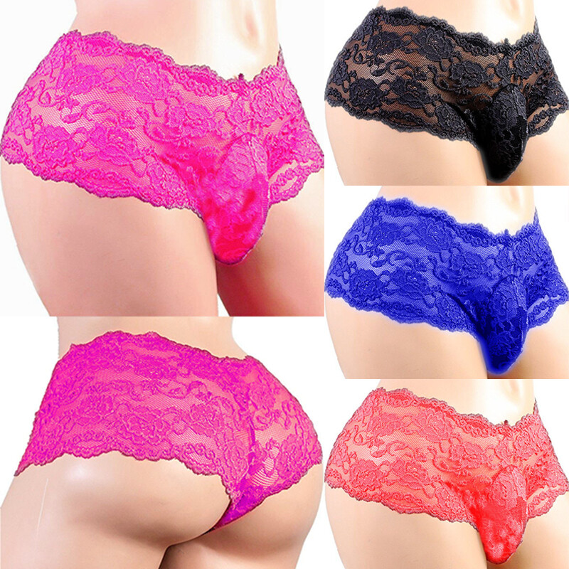 Men Thongs Lingerie Underwear Sexy Panties G-String Sissy Breathable Lace M-3XL