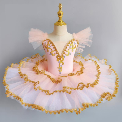 strapless open back dress Pink Bow Tutu Ballet Dress Gril Kid Silver Sequin Princess Dress Flower  Dance Competition Performance Stage Dance Costume – MiDee Dance Costume main image 0
