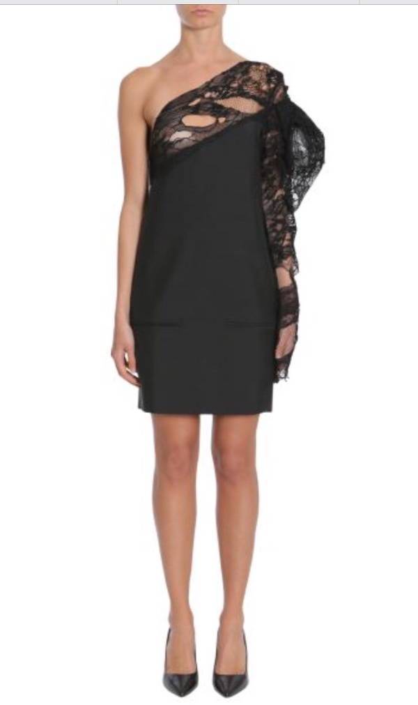 ABITO SEXY SAINT LAURENT INSERTO IN PIZZO A SPALLA TAGLIA FR 36 AL DETTAGLIO $3499 CORRENTE